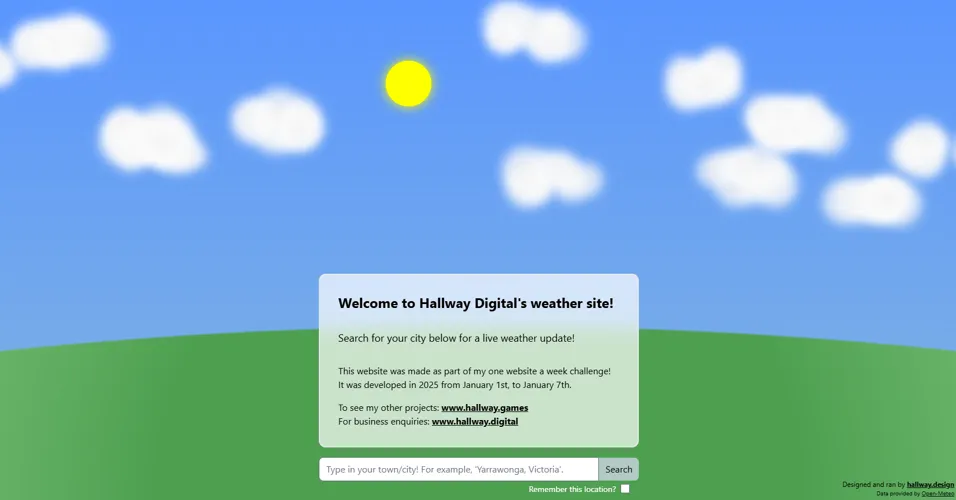 Screenshot of the Cool Weather Project website built by Hallway Digital
