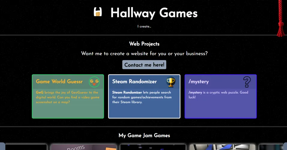 Screenshot of the Hallway Games website built by Hallway Digital