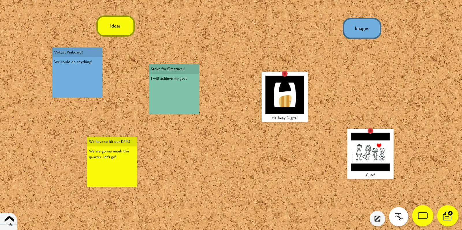 Screenshot of the Virtual Pinboard website built by Hallway Digital